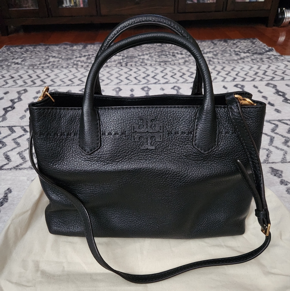 Tory Burch Black Leather Large Tote